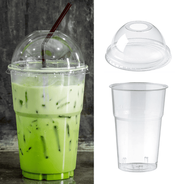 Bicchiere  per smoothie di plastica con coperchio a cupola